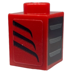 Brick 1 x 1 with Dark Silver Grille / Air Vents on Black Background and Black Tapered Curved Stripes Pattern Model Right Side (Sticker) - Set 76914