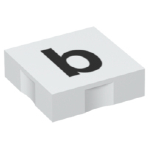 Деталь LEGO 6309pb046 Duplo, Tile 2 x 2 with Black Lowercase Letter b Pattern