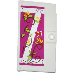 Door 1 x 4 x 6 with Stud Handle with Nailed Wooden Boards, Rose Vines and Red Butterfly Pattern Model Right Side (Sticker) - Set 41039 Door 1 x 4 x 6 with Stud Handle with Nailed Wooden Boards, Rose Vines and Red Butterfly Pattern Model Right Side (Sticker) - Set 41039
