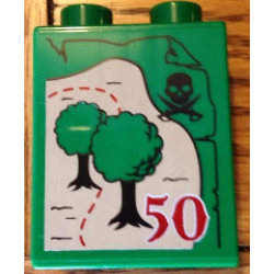 Duplo, Brick 1 x 2 x 2 with Crocodile and 50 Visit LEGOLAND Windsor Pattern