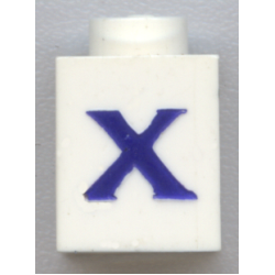 Brick 1 x 1 with Blue Capital Letter X Pattern (Serif Font) Brick 1 x 1 with Blue Capital Letter X Pattern (Serif Font)