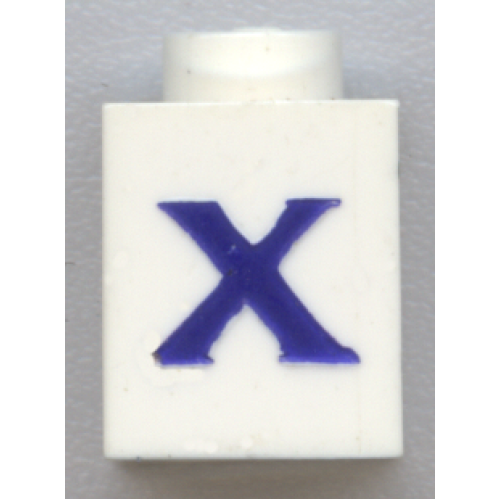Деталь LEGO 3005ptXs Brick 1 x 1 with Blue Capital Letter X Pattern (Serif Font)