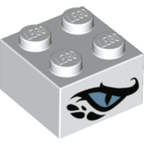 Деталь LEGO 3003pb105 Brick 2 x 2 with Metallic Light Blue Dragon Eye Pattern on Two Sides