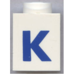 Brick 1 x 1 with Blue Capital Letter K Pattern (Bold Font) Brick 1 x 1 with Blue Capital Letter K Pattern (Bold Font)