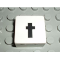 Duplo, Tile 2 x 2 x 1 with Black Lowercase Letter t Pattern