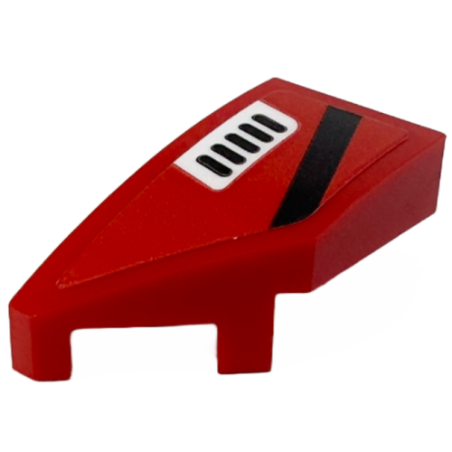 Деталь LEGO 29120pb029 Wedge 2 x 1 x 2/3 Left with Black Stripe and White Air Vent Pattern (Sticker) - Set 76916