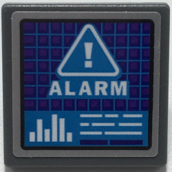 Road Sign 2 x 2 Square with Open O Clip with Dark Purple Screen with Dark Azure Grid, White Warning Triangle, 'ALARM', and Bar Graph Pattern (Sticker) - Set 70424 Road Sign 2 x 2 Square with Open O Clip with Dark Purple Screen with Dark Azure Grid, White Warning Triangle, 'ALARM', and Bar Graph Pattern (Sticker) - Set 70424