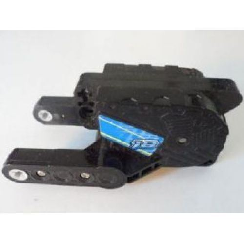 Деталь LEGO motor8pb03 Pullback Motor 10 x 5 x 4 Motorcycle (Motor 8) with Medium Blue '18' and Yellow Lines on Blue Background Pattern on Both Sides (Stickers) - Set 8370