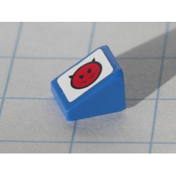 Slope 30 1 x 1 x 2/3 with Red Devil Smiley Pattern Model Right (Sticker) - Set 8120