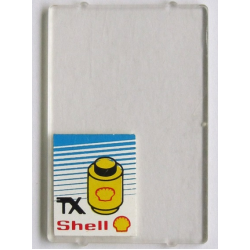 Glass for Window 1 x 4 x 5 with 'TX', Shell Logo and Yellow 1 x 1 Round Brick on Blue Striped Background Pattern (Sticker) - Set 6378 Glass for Window 1 x 4 x 5 with 'TX', Shell Logo and Yellow 1 x 1 Round Brick on Blue Striped Background Pattern (Sticker) - Set 6378