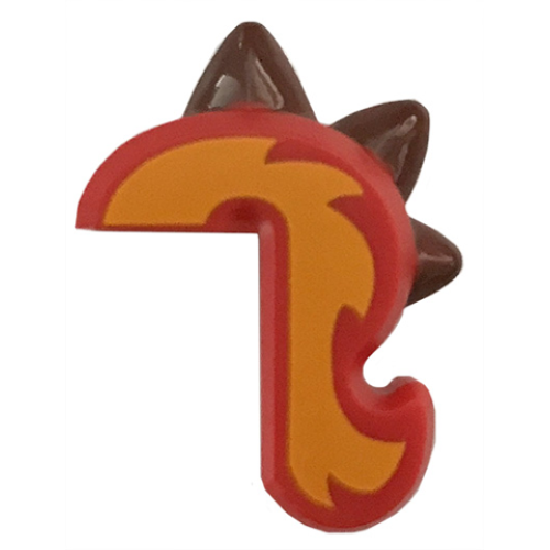 Деталь LEGO 42859pb01 Cat Tail with Spikes with Yellow Flames Pattern