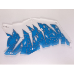 Plastic Part for Set 70678 - Dragon Wing with White Limb, Trans-Light Blue Membranes, and Metallic Light Blue Cracks, LEGO Copyright on Left Pattern