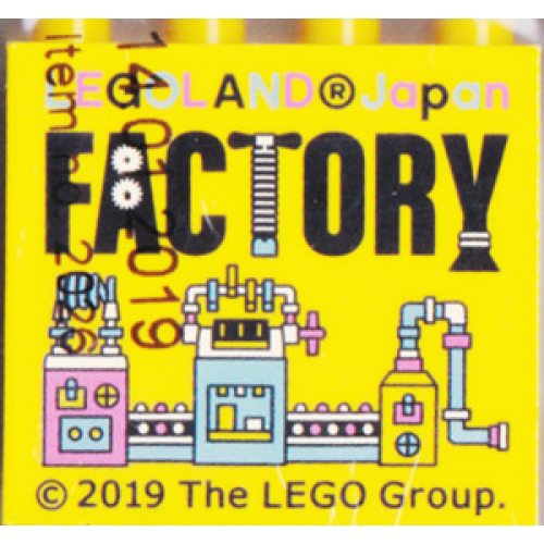 Деталь LEGO 30144pb283 Brick 2 x 4 x 3 with LEGOLAND Japan, Black 'FACTORY', and Dark Pink, Medium Blue, and White Machine Pattern