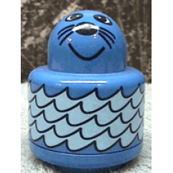 Primo Brick, Round Rattle 1 x 1 with Walrus / Seal in Water Pattern