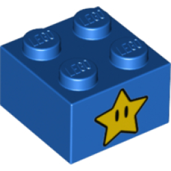 Brick 2 x 2 with Yellow Star with Black Eyes Pattern on Two Sides