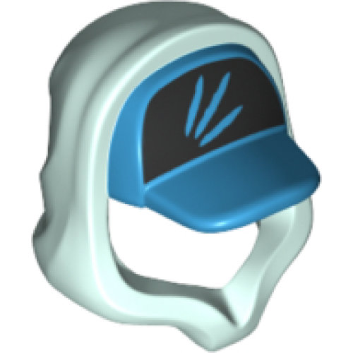 Деталь LEGO 52684pb03 Minifigure, Headgear Hood Hoodie with Molded Dark Azure Cap and Printed Black Panel with 3 Streaks Pattern