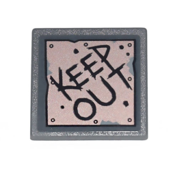 Road Sign 2 x 2 Square with Open O Clip with Copper Plate with 'KEEP OUT' and Metal Rivets Pattern (Sticker) - Set 70840 Road Sign 2 x 2 Square with Open O Clip with Copper Plate with 'KEEP OUT' and Metal Rivets Pattern (Sticker) - Set 70840