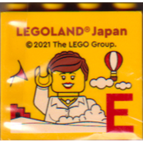 Деталь LEGO 30144pb338 Brick 2 x 4 x 3 with LEGOLAND Japan, Female Minifigure (Lucy Bird), Hot Air Balloon, and Red Capital Letter E Pattern