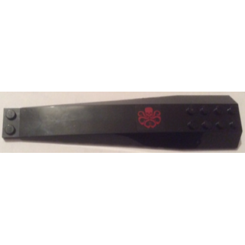 Деталь LEGO 45301pb044R Wedge 16 x 4 Triple Curved with Reinforcements with Red Octopus (Marvel Hydra Logo) Pattern Model Right Side (Sticker) - Set 76048