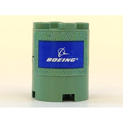 Деталь LEGO BA262pb02 Stickered Assembly 2 x 2 x 2 with White 'BOEING' Logo on Blue Background Pattern (Sticker) - Set 7469 - 2 Brick, Round 2 x 2 with Axle Hole