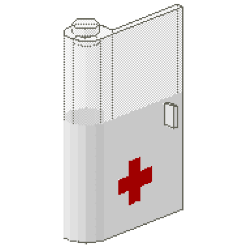 Деталь LEGO 825p01 Door 1 x 3 x 4 Left with Window and Red Cross Pattern, Lower