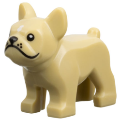 Dog, French Bulldog with Black Eyes, Nose and Whisker Dots, White Spot on Forehead Pattern - Tan