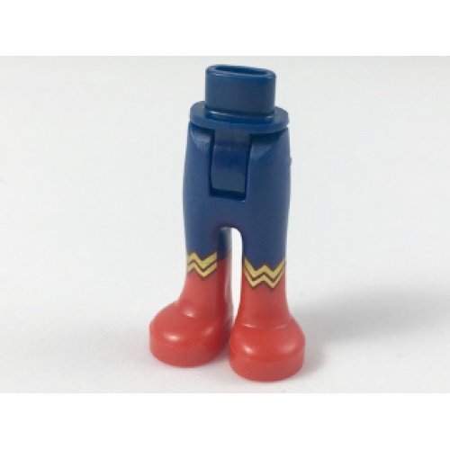 Деталь LEGO 92253c00pb16 Mini Doll Hips and Trousers with Back Pockets with Red Boots and Gold 'WW' Pattern - Thick Hinge