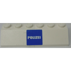 Stickered Assembly 6 x 2 x 1 with 'POLIZEI' on Blue Background Pattern (Sticker) - Set 7245 - 2 Slope 45 2 x 3 Stickered Assembly 6 x 2 x 1 with 'POLIZEI' on Blue Background Pattern (Sticker) - Set 7245 - 2 Slope 45 2 x 3