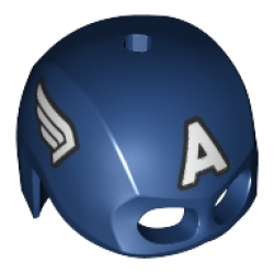 Minifigure, Headgear Helmet Mask, Hole on Top with White Letter A and Wings on Sides, Black Outline Pattern (Captain America) Minifigure, Headgear Helmet Mask, Hole on Top with White Letter A and Wings on Sides, Black Outline Pattern (Captain America)
