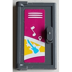 Door 1 x 2 x 3 with Vertical Handle, Mold for Tabless Frames with School Locker with White Music Note and Medium Azure Guitar Pattern (Sticker) - Set 41134