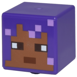 Minifigure, Head, Modified Cube with Pixelated Medium Brown Face, Reddish Brown Mouth, Dark Brown Eyes, and Medium Lavender Highlights Pattern (Minecraft Efe) Minifigure, Head, Modified Cube with Pixelated Medium Brown Face, Reddish Brown Mouth, Dark Brown Eyes, and Medium Lavender Highlights Pattern (Minecraft Efe)