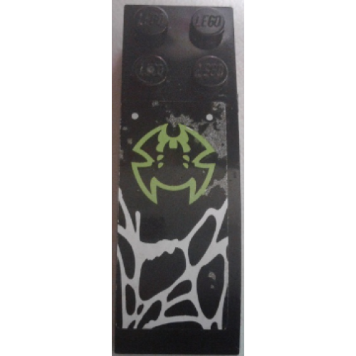 Деталь LEGO 44126pb048 Slope, Curved 6 x 2 with Lime Spider Outline and White Web Pattern (Sticker) - Set 70130