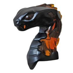 Minifigure, Head, Modified Snake, Cobra with Closed Mouth with Molded Trans-Orange Eyes, Fangs, and Flames on Closed Hood Pattern