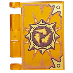 Minifigure, Utensil Book Cover with Gold Circle with Spikes, Bone Shards, Dark Orange Highlights Pattern (Nexo Knights Book of Destruction)