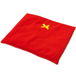 Duplo, Doll Cloth Blanket with Yellow Bow / Reverses to Yellow Teddy Bear on White Background Pattern