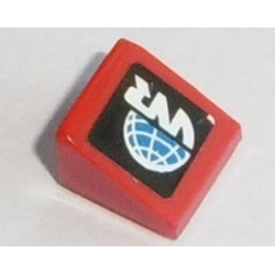 Slope 30 1 x 1 x 2/3 with Globe and White 'WR' World Racer Logo Pattern Model Right Side (Sticker) - Set 8864