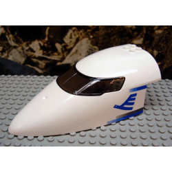 Aircraft Fuselage Forward Top Curved 8 x 16 x 5 with Trans-Brown Glass with Blue Airline Bird and Stripes Pattern Aircraft Fuselage Forward Top Curved 8 x 16 x 5 with Trans-Brown Glass with Blue Airline Bird and Stripes Pattern