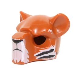 Minifigure, Headgear Mask Feline with Black Nose, Eyebrows and Tiger Stripes Pattern Minifigure, Headgear Mask Feline with Black Nose, Eyebrows and Tiger Stripes Pattern