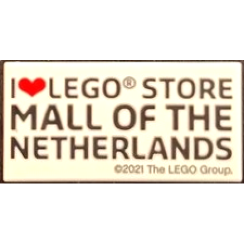Деталь LEGO 87079pb1369 Tile 2 x 4 with 'I Heart LEGO STORE MALL OF THE NETHERLANDS' Pattern