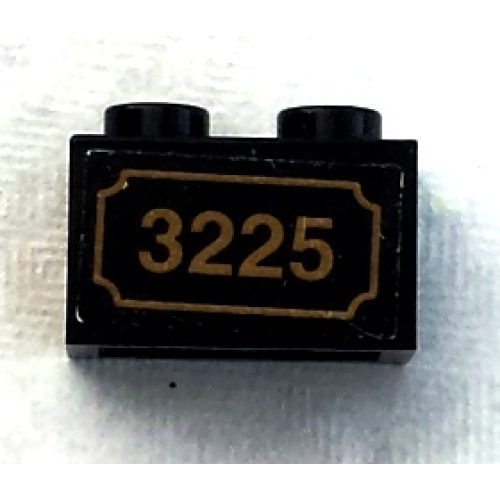 Деталь LEGO 3004pb132 Brick 1 x 2 with Gold '3225' Pattern (Sticker) - Set 3225