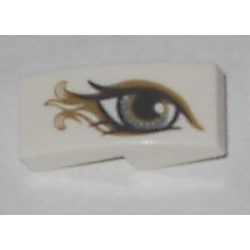 Slope, Curved 2 x 1 x 2/3 with Metallic Light Blue Eye with Gold Highlights Pattern Model Right Side Slope, Curved 2 x 1 x 2/3 with Metallic Light Blue Eye with Gold Highlights Pattern Model Right Side