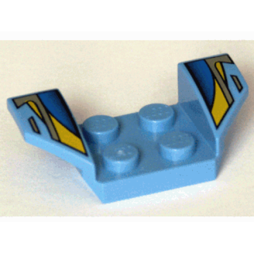 Деталь LEGO 41854pb12 Vehicle, Mudguard 2 x 4 with Flared Wings with Black, Blue, Silver, and Yellow Stripes Pattern