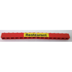 Stickered Assembly 16 x 1 x 1 with 'Restaurant' Pattern (Sticker) - Set 148 - 2 Brick 1 x 8