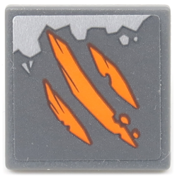 Road Sign 2 x 2 Square with Open O Clip with 3 Orange Scratches and Big Metallic Silver Damage Pattern (Sticker) - Set 70655 Road Sign 2 x 2 Square with Open O Clip with 3 Orange Scratches and Big Metallic Silver Damage Pattern (Sticker) - Set 70655