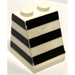 Slope 65 2 x 2 x 2 without Bottom Tube with 3 Horizontal Black Stripes Pattern Model Left Side (Stickers) - Set 1554