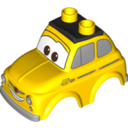 Duplo Car Body 2 Top Studs Compact with Cars Luigi with Silver Side Windows Pattern