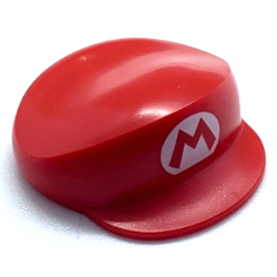 Large Figure Headgear, Super Mario Cap with Super Mario Logo Capital Letter M on White Oval Pattern (Regular Mario)