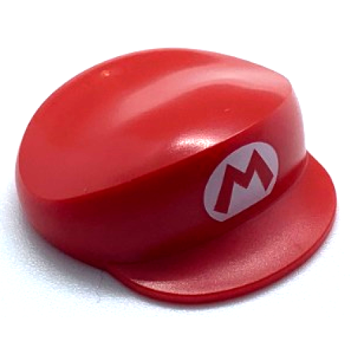 Деталь LEGO 67017pb01 Large Figure Headgear, Super Mario Cap with Super Mario Logo Capital Letter M on White Oval Pattern (Regular Mario)