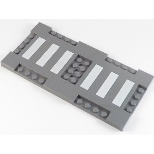 Деталь LEGO 71772pb01 Brick, Modified 8 x 16 x 2/3 with 1 x 4 and 2 x 4 Indentations with 6 White Stripes (Crosswalk) Pattern