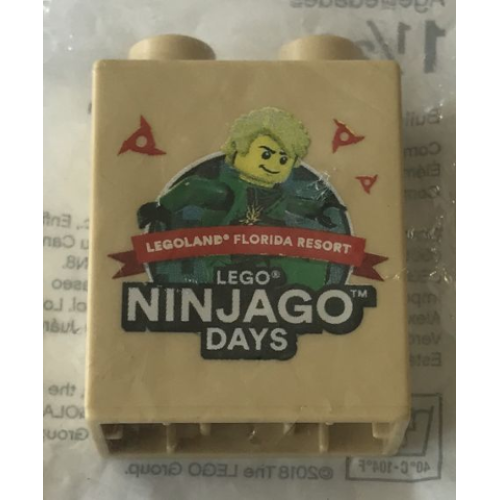 Деталь LEGO 4066pb555 Duplo, Brick 1 x 2 x 2 with LEGO Ninjago Days LEGOLAND Florida Resort Pattern
